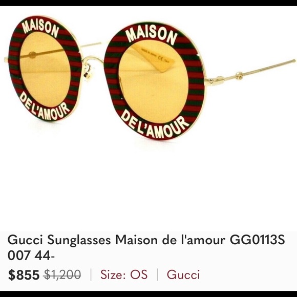 UNISEX GUCCI MAISON DEL’ AMOUR ROUND BLACK AND RED STRIPES SUNGLASSES - Picture 15 of 16